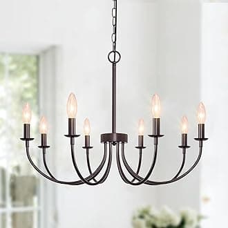 8-Light Farmhouse Chandelier for Dining Room Lighting Fixtures Hanging, Oil Rubbed Bronze Candle Chandelier Rustic Industrial Modern Chandelier for Living Room, Bedroom, Foyer