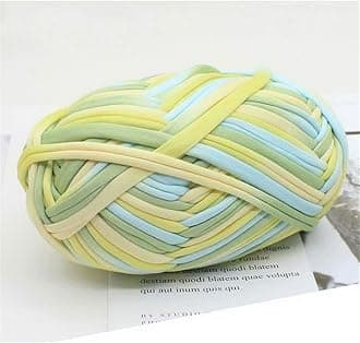 1 PCS Colorful T-Shirt Yarn Knitting Yarn Fabric Crochet Cloth for DIY Knitted Fabric Art (#47 Yellw&Green)