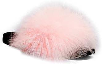 Faux Fur Slides for Women, Fuzzy Slippers Fluffy Sandals Furry House Shoes Indoor Outdoor