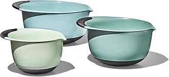OXO Good Grips 3-Piece Plastic Mixing Bowl Set - Cadet Blue, Tower Gray, Jade, Small, Medium, Large