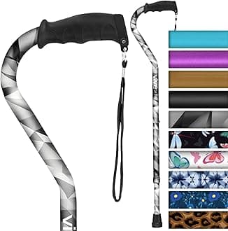 Vive Walking Cane for Women, Men, Elderly - Patented Offset Grip - Lightweight Adjustable Walking Aid with a Non-Slip Tip - Sturdy Balancing Mobility Aid for Seniors
