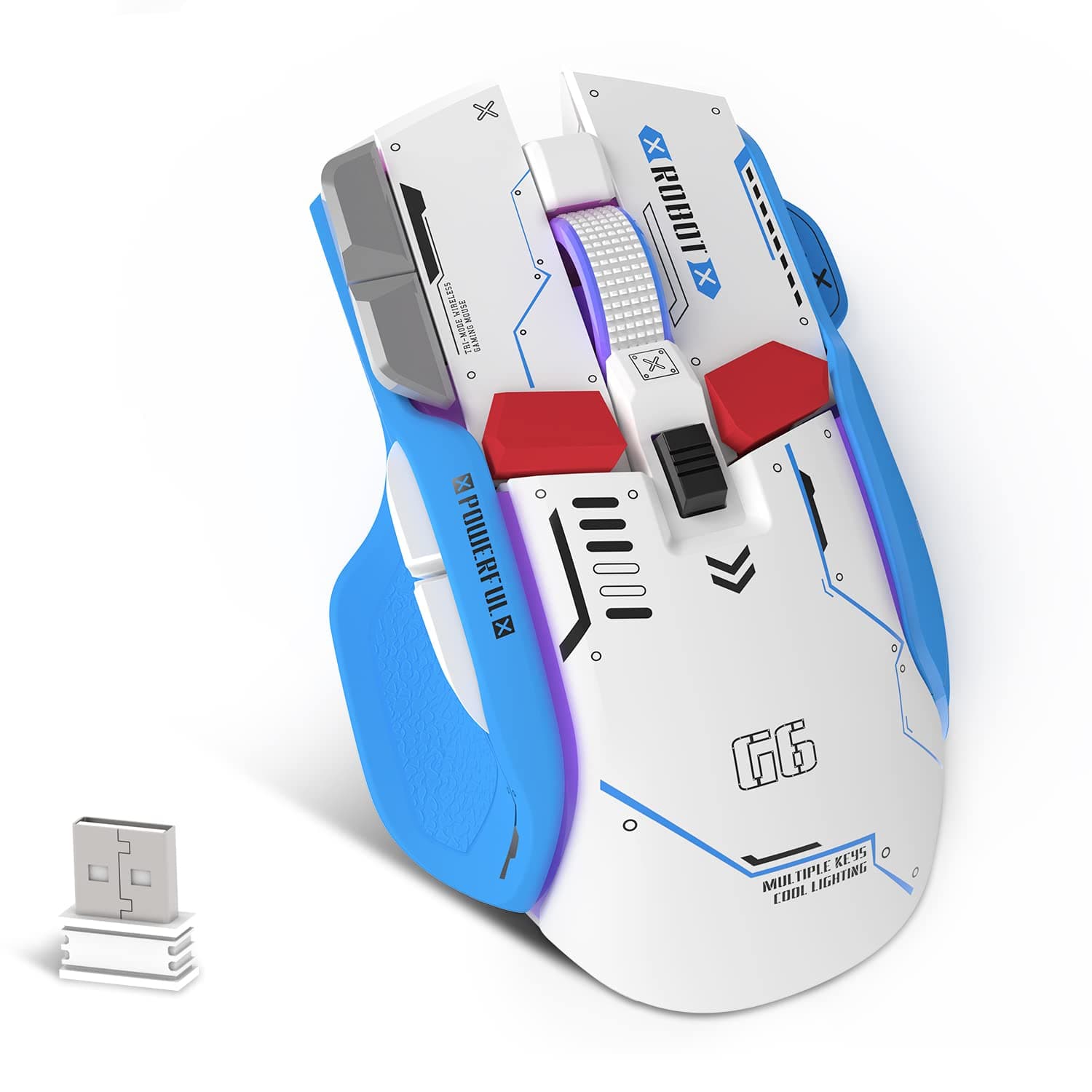 G6 Tri Mode Mouse, Type-C Wired/2.4G Wireless/Bluetooth Mouse, Mecha Gaming Mouse, 11 RGB Backlit, Rechargeable, PixArt Chip, 12 Button, G502, V3 DPI Mice for Windows Mac Laptop PC