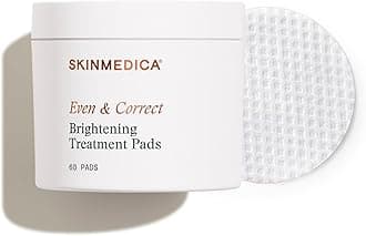 Even & Correct Brightening Treatment Pads For Face Exfoliating, 10% Glycolic Acid Pads That Are Retinol-Free, Alcohol-Free and Hydroquinone-Free, 60 Ct