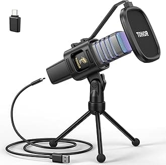 TONOR USB Condenser Microphone, Cardioid Pattern Computer Microphone for Conference, Streaming, Podcast, Gaming, Twitch, for Laptop, Desktop PC, 200 cm Cable with Adjustable RGB, 200 cm Cable TC30S