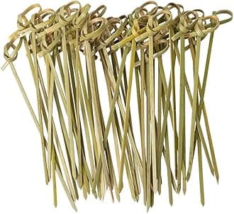 DEERA 4 Inch Bamboo Knot Skewers – Eco-Friendly Appetizer & Cocktail Sticks – Pack of 100