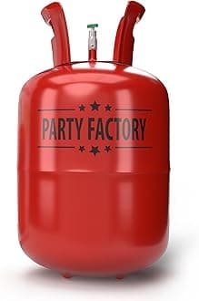 Party Factory Helium Tank, 7 cu.ft, Red - Fills up to 30 Balloons, Unisex, Occasion Type: Birthday, Bachelorette Party, Christmas, Wedding