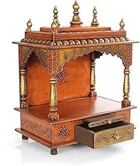 Kamdhenu Art and Craft Wooden Temple for Home - Pooja Mandir/Mandap (Copper)