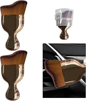 Ziciner 2 PCS Car Detailing Brush, Curved Soft Bristles Auto Removal Dust Collectors, Universal Vehicle Dashboard, Air Conditioner Vents etc Interior Cleaning Tool Accessory (Rose Golden)