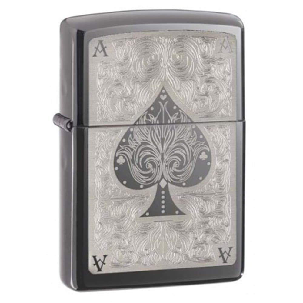 Lighter - Personalized Custom Message Engraved on Back Lucky Card Game Ace of Spades Zippo Windproof Lighter