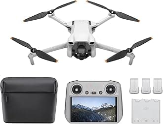 DJI Mini 3 Fly More Combo (DJI RC Included) Drone, Shooting, Small, 4K Mini Drone with Camera, HDR Video Recording, 2 x Extra Batteries (38 Minutes Working Time), For Beginners, Vertical Shooting, Intelligent Function, Foldable, Lightweight, 1 Year Free Liability Insurance