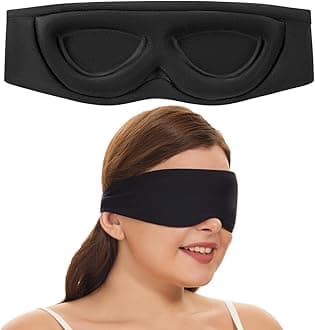 ALASKA BEAR Sleep Mask for Side Sleepers Patented Design, Cup-Shaped and Extra-Soft, 100 Blackout Eye Mask Shades Cover for Men and Women Home or Travel, Machine Washable, Black