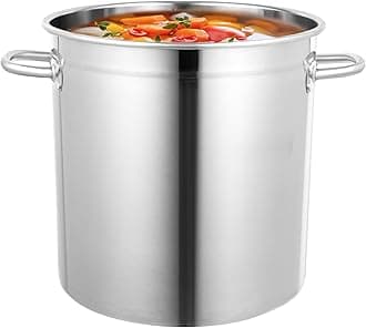 30 Quart Stock Pot with Lid - Heavy Duty Stainless Steel Soup Pot 35L, Commercial Grade w/ 0.8mm Thick Bottom, Induction Compatible for Home, Restaurant, Large Batch Cooking