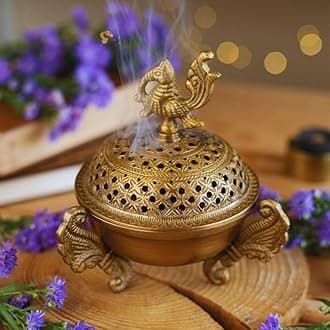 RITUALISTIC Sanchi Brass Loban Lamp | Dhoop Holder | Incense Burner for Home and Office | Dhoop Dani | Pooja Items | Dhoop Batti Stand | Sambrani Holder | Pooja Room Decor