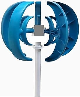 3000W 5000W 5KW Wind Turbine Windmill Generator Vertical 12V/24V/48V Low Noise Speed Start with Hybrid Controller Low Starting Speed for Home(Blue,12V_3KW)