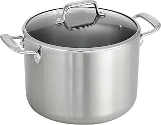 Tramontina Tri-Ply Clad Stainless Steel 8-Quart Stock Pot with Glass Lid, Induction-Ready Pasta Pot, Dishwasher-Safe, NSF-Certified