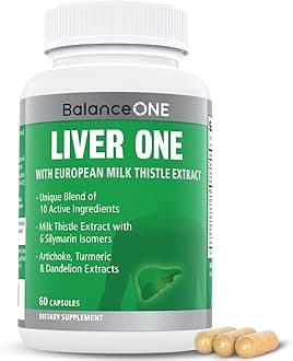 Balance ONE Liver Support Supplement with Milk Thistle, Dandelion Root Extract & Molybdenum – Liver Health & Detox Support – Vegan Capsules, 1 Month Supply – Liver One