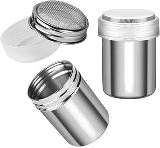 Accmor Powdered Sugar Shaker Duster, Cinnamon Shaker Flour Shaker Sifter, Fine Mesh Stainless Steel Dredge for Sugar Flour Cinnamon Cocoa Coffee Bar, 6 Ounce, 2 Pack