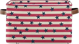 Bolaz Large Storage Basket American Flag Stars Foldable Storage Box Organizer Bins with Handles for Bedroom Home Office