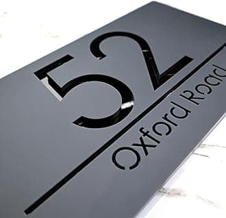K Smart Sign | Bellisima H3 F31 | Matt Dark Gray Personalised House Sign Laser Cut 3d Door Numbers Street Address Grey Number Signs Plaque | 300mm x 160mm (Matt Dark Gray & Black Marble Effect)