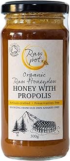 ORGANIC HONEYDEW HONEY WITH PROPOLIS - Natural Raw Pure Unpasteurised Honey Rich in Antioxidants for Immunity Support, Skin, Digestive Health | Smooth and Silky | For Kids And Adults (300g)