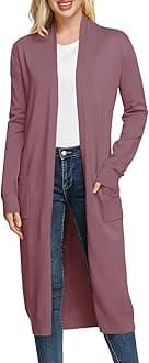 GRACE KARIN Essential Solid Open Front Maxi Long Knitted Cardigan Sweater for Women