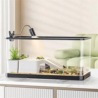 (Tank + Light + Filter + Filter Balls) Turtle Tank Kit, Turtle Tank Starter Kit,Bottom Drainage, Multi-Function Areas for Turtles, Crabs,Fishes, Amphibians,Reptiles.(21.65 × 12.28 × 12.28 Inch)