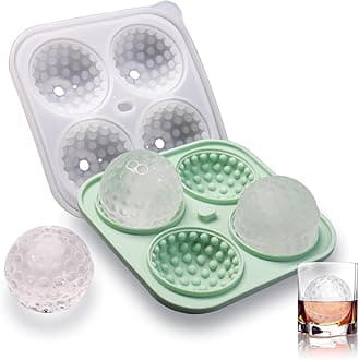 Golf Ball Ice Mold, Golf Shapes Ice Cube Tray, Ice Cube Molds Fun Shapes for Whiskey Cocktails Drinks Chilling, Silicone Sphere Ice Mold Make 4 Large Ice Balls