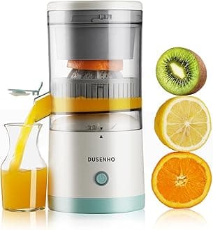 DUSENHO Electric Juicer Rechargeable - Citrus Machines with USB and Cleaning Brush Portable for Orange, Lemon, Grapefruit White + Green 9.4 * 4.4 * 5.4 inches