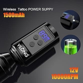 Tattoo Machine Kit Wireless - Tattoo Guns with 1500mAh Power Supply, Cartridge Needles and Ink Set, Beginner Tattoo Supplies for Temporary and Starter Kits
