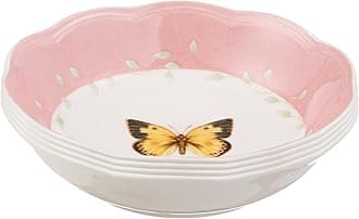 Lenox Dinnerware Set, Butterfly Meadow Colors 4-Piece Fruit Bowl Set, Service For 4, Made Of White Porcelain Bowls, Dishwasher & Microwave Safe, Salad And Pasta, Home And Kitchen (Asssorted, 4 Pieces)