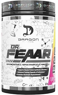 DRAGON PHARMA Dr. FEAAR® Advanced Full-Spectrum EAA Matrix, Supports Muscle Protein Synthesis and Recovery, Enhanced Training Capacity and Performance (30 Servings, Raspberry Lemonade)