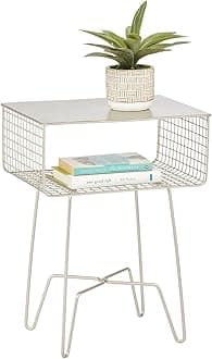 mDesignAccent Table — Living Room Coffee Table with Hairpin Legs and Storage Shelf — Rustic Side Table for The Home — Matte Silver