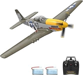 VOLANTEXRC Brushless 4CH RC Plane P51D Mustang 500mm Remote Control Airplane Fighter RTF with 6-Axis Gyro, 3 Modes & Aerobatics, 2.4GHz Radio Controlled Aircraft for Beginners, Boys & Adults