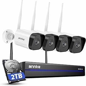 ANNKE Wireless Camera System, 16CH Expandable 4K Security NVR, 4Pcs 3MP Outdoor Cameras(Plug-in Power Required), 2-Way Audio, Dual-Band WiFi, Human Detection, IP66 Waterproof, 24/7 Protection, 2TB HDD