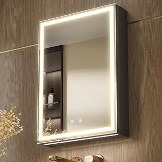 LED Lighted Bathroom Medicine Cabinet with Sockets & USBs, Defogger, Dimmable, 3 Color Light Makeup Mirror, Easy to Install, Wall Mounted Cabinet (Left hinge-20 * 28)