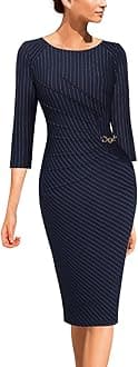 VFSHOW Womens Elegant Ruched Pleated Work Business Office Cocktail Party Bodycon Pencil Sheath Dress
