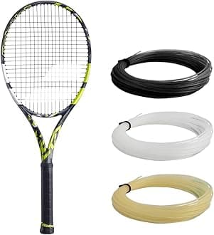 BabolatPure Aero + Tennis Racquet (7th Gen) - Strung with 16g White Babolat Syn Gut at Mid-Range Tension