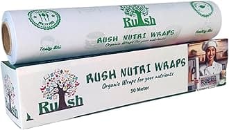 Rush Premium 50 Mtr Nutri Wrap Food Wrapping Paper Roll with Sealing Sticker, Non-Sticky Butter Paper Roll for Roti Use as Parchment Paper for baking cake, Kitchen Roll Paper or roti clothes wrap Unknown Binding