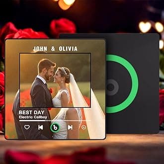Custom Music Fridge Magnet Personalized Anniversary Wedding Gifts for Couples Women Men Customized Spotify Song Music Player Photo Magnet for Refrigerator, Mothers Day Birthday Gifts for Mom