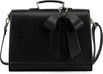ECOSUSI Women's Briefcase Vegan Leather Laptop Bag for Work Shoulder Computer Satchel Bag with Detachable Bow