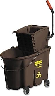 Rubbermaid Commercial WaveBrake Mopping System Bucket and Side-Press Wringer Combo, 26-Quart, Yellow (FG748000) 35 Qt FG758088BRN 1