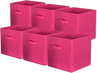 Shellkingdom Foldable Cloth Storage Cube Basket Bins Organizer Containers Drawers, 6 Pack(Fuchsia)