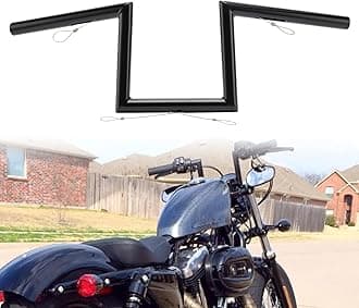 6" Rise Z-Bar Sportster Handlebar with Indents for Harley 2007-up Sportster XL883 1200 Models, 2006-2017 FXDB & 1996-2005 Dyna FXDWG, Some Yamaha Virago XV, Honda Bikes (Black)