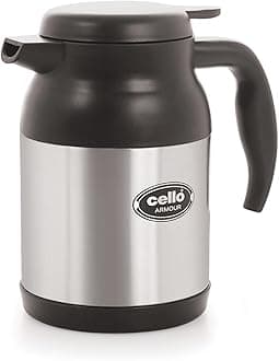 Cello Armour Stainless Steel Double Walled Carafe, Insulated (800ml, Black)