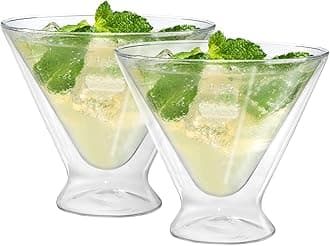 Martini Double Wall Insulated Glass, Ideal for Martinis and Cocktails Such As the Manhattan Daiquiri Cosmopolitan, Stays Cool Longer Even Outdoors, Visually Stunning, 10oz / 300ml, Set of 2