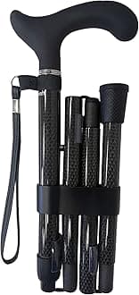 Carbon Fiber Folding Walking Cane for Men and Women - Ultra Lightweight Collapsible and Height Adjustable Walking Stick