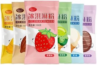 Ice Cream Mix， Kits for Home Ice Cream Makers, Ready in 30 Minutes. 100g Bags, 3.5 Ounces, Six Flavors (Pack of 6) Good Gifts for Christmas Halloween Birthday Party