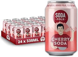 – Cherry Soda, American Style Fizzy Drinks, No Added Sugar, Refreshing Soft Drink, 100% Natural Ingredients, Gluten Free & Vegan (24 x 330ml Cans)