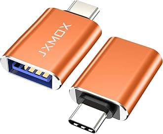 USB C to USB Adapter [2-Pack], Thunderbolt 3 to USB 3.0 OTG Adapter Compatible MacBook Pro,Chromebook,Pixelbook,Microsoft Surface Go,Galaxy S8 S9 S10 Plus,Note 8 9,LG V35 G7 G6 Thinq,Pixel 2 3(Orange)