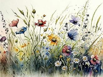 MjhRcll Flower Stamped Cross Stitch Kits, DIY Colorful Flowers Cross Stitch Ornament Kits for Adults Beginners, Counted Embroidery Needlepoint Kits Home Decor 12x16 Inch